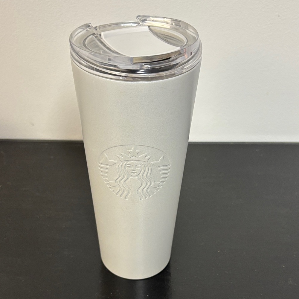 Starbucks Pearl White Tumbler with Clear Lid